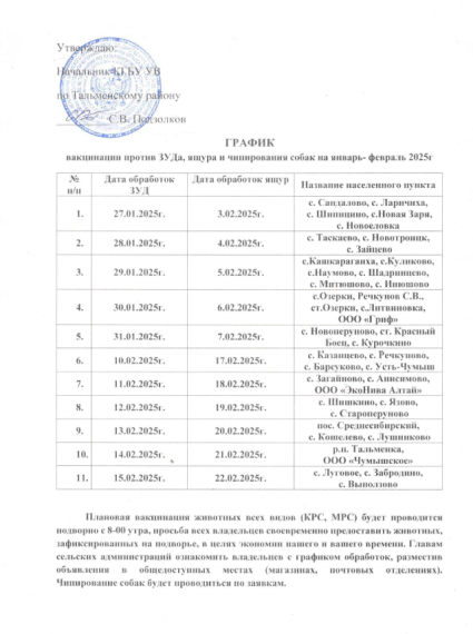 График вакцинации против ЗУДа и ящура. График вакцинации против ЗУДа и ящура.